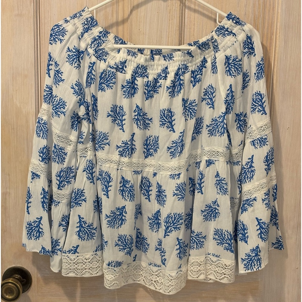 Michael Kors Cropped Peasant Top